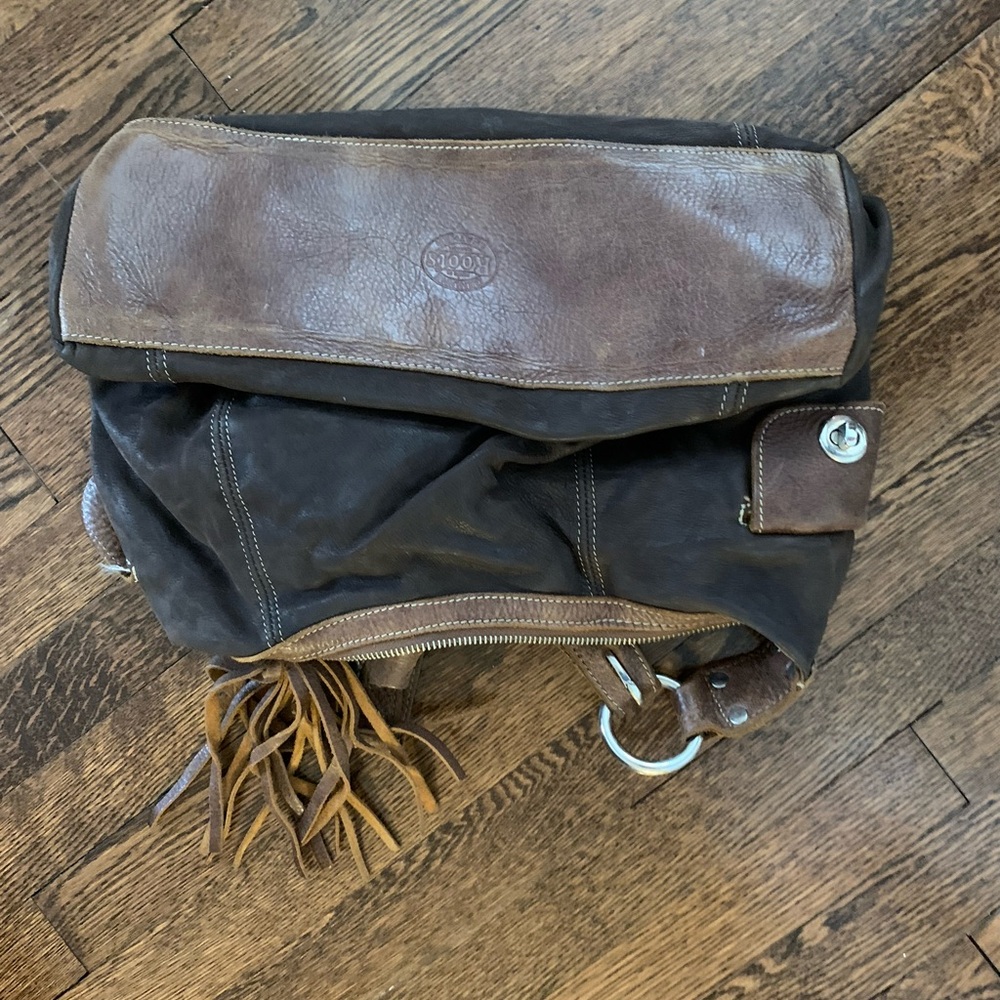 Brown and Black genuine Roots leather women’s Bag
